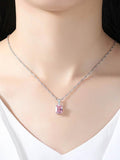 Pink Square Zirconium Necklace