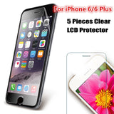 5 pieces ultra thin Anti Scratch top quanlity waterproof protective Film For iphone 6/6 Plus Clear LCD Screen Protector