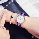 Simple White Dial Nylon Strap Women's Watch