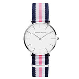 Simple White Dial Nylon Strap Women's Watch