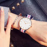 Simple White Dial Nylon Strap Women's Watch