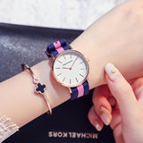 Simple White Dial Nylon Strap Women's Watch