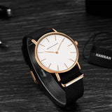 Simple White Dial Nylon Strap Women's Watch