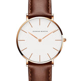 Simple White Dial Leather Strap Women's Watch