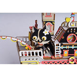 F&S 3D Wooden Puzzle DIY Music Box Kit to Build Colorful Rotating Wood Craft Kits Best Birthday for Women and Girls(Fishing Kitty)
