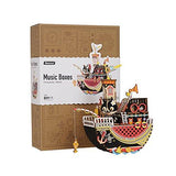 F&S 3D Wooden Puzzle DIY Music Box Kit to Build Colorful Rotating Wood Craft Kits Best Birthday for Women and Girls(Fishing Kitty)