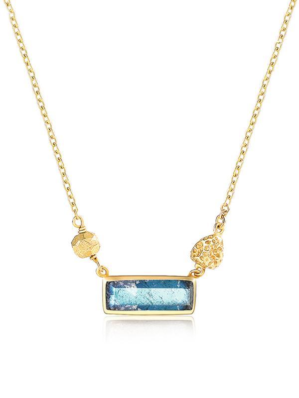 Blue Rectangle Pendant Necklace