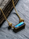 Blue Rectangle Pendant Necklace