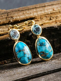 Natural Turquoise Long Earrings