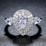 Luxury Cubic Zircon Ring Copper with White Gold Plated