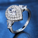Luxury Cubic Zircon Ring Copper with White Gold Plated