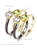 Silver Green&White Ring