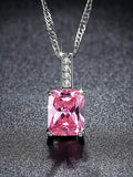 Pink Square Zirconium Necklace