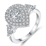 Luxury Cubic Zircon Ring Copper with White Gold Plated