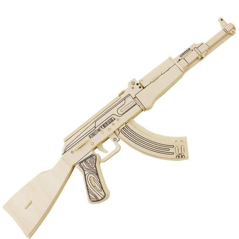 F&S 3D DIY Wooden Puzzles AK47 JZ404 Model Kits DIY Block Building Jigsaw Toy for Kid