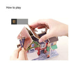 F&S Miniature Gas Station, Creative Wooden Model Building DIY Dollhouse Kit or Toys for Adults or Kids