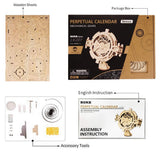 F&S 3D Wooden Mechanical Puzzle DIY Perpetual Calendar Craft Kits Laser-Cut Model Kit to Build for Adults Great Birthday for Women and Men