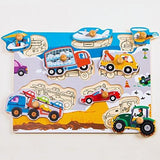 F&S Wooden Transportations Peg Puzzle Game Creative Toddler Knob Puzzle Toys Best Gifts for Toddler