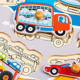 F&S Wooden Transportations Peg Puzzle Game Creative Toddler Knob Puzzle Toys Best Gifts for Toddler