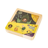 F&S Wooden Jigsaw Puzzle Set with Storage Tray - 4 Sets Baby Puzzle - Learning Preschool Toys for Toddlers Age 1 2 3 (Roket, Animal's Journey, Dinosaur Baby, Powerful Excavator)