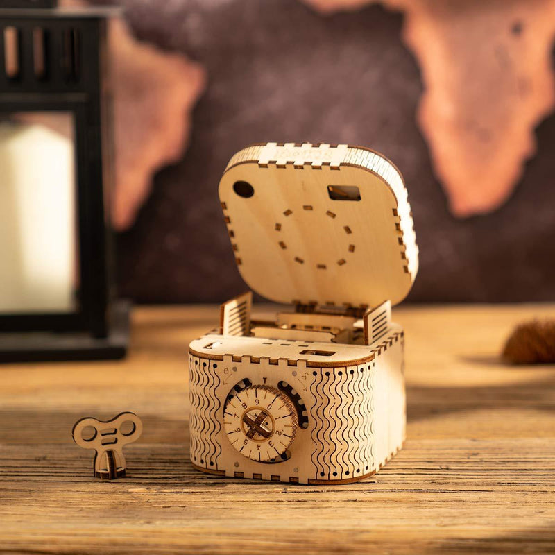 F&S 3D Wooden Treasure Box Puzzle Unique Model Kits to Build Mechanical Engineering Kits Great Birthday for Adults and Children Age 14+