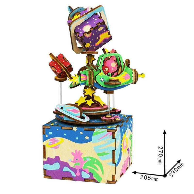 F&S Music Box AM403 3D Wooden Puzzle Kit Rotating The Universe