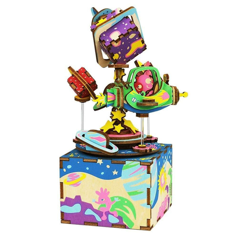 F&S Music Box AM403 3D Wooden Puzzle Kit Rotating The Universe