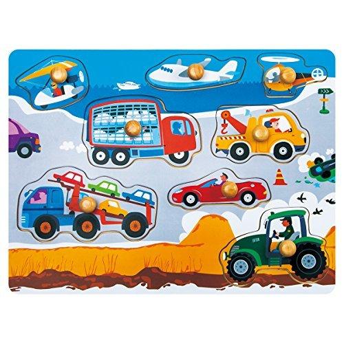 F&S Wooden Transportations Peg Puzzle Game Creative Toddler Knob Puzzle Toys Best Gifts for Toddler