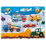 F&S Wooden Transportations Peg Puzzle Game Creative Toddler Knob Puzzle Toys Best Gifts for Toddler