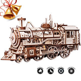 F&S 3D Assembly Wooden Puzzle Laser-Cut Locomotive Kit Mechanical Gears Toy Brain Teaser Games Best Birthday Gifts