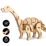 F&S 3D Wooden Dinosaur Puzzle Remote Control Toys Laser-Cut Robot Children Building Toys Cool Engineer Kit Apatosaurus