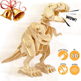 F&S Walking Trex Dinosaur 3D Wooden Craft Kit Puzzle for Kids,Sound Control Robot T-Rex Model Kits for 7 8 9 10 11 12 Year Old Boys