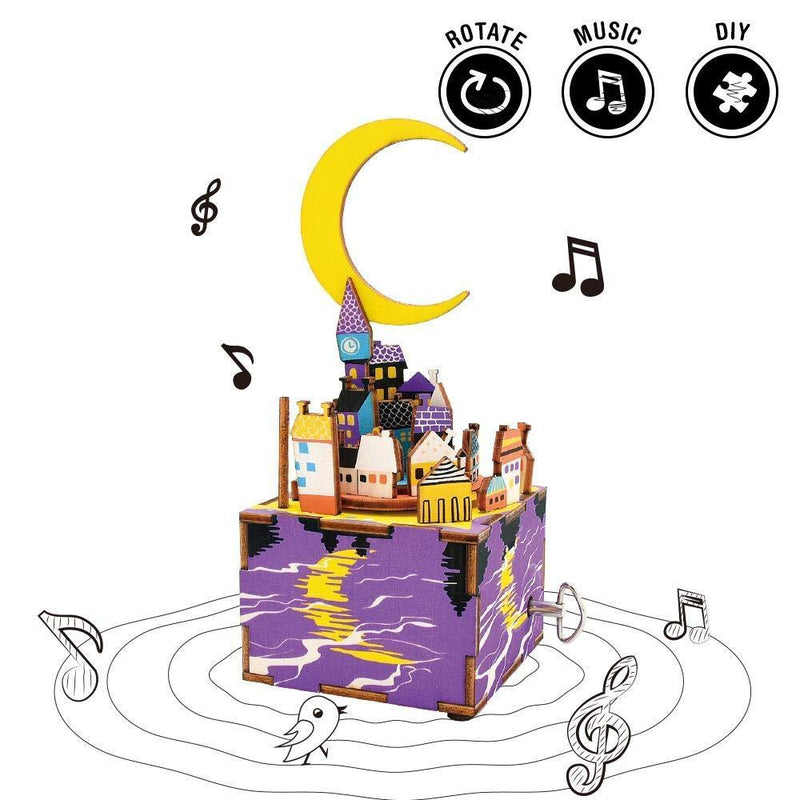 F&S Star Night Wooden 3D DIY Jigsaw Puzzle Model Toy Creative DIY Music Box Gift