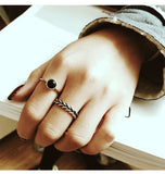 European and American fashion black agate open index finger ladies ring