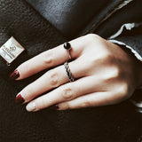 European and American fashion black agate open index finger ladies ring