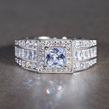 Luxury Clear Square AAAA Cubic Zircon Ring White gold Plated