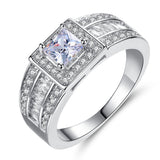 Luxury Clear Square AAAA Cubic Zircon Ring White gold Plated
