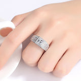 Luxury Clear Square AAAA Cubic Zircon Ring White gold Plated
