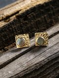 Square Natural Abradorite Earrings