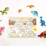 F&S Wooden Dinosaur World Peg Puzzle Easy-Hold Puzzle Game Baby & Toddler Toys for 1 2 3 Years(8pc)