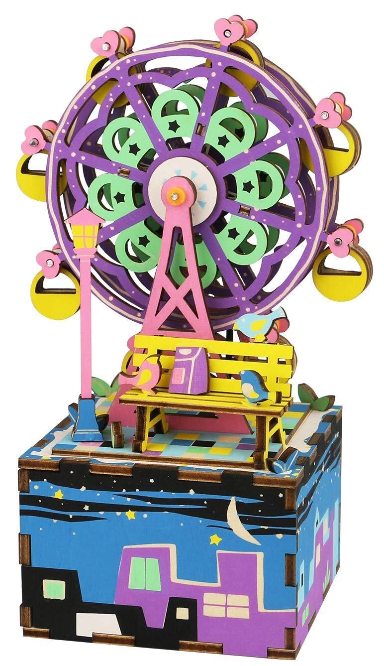 F&S DIY Craftable Music Box Set, Build Your Own 3D Wood Puzzle, Ferris Wheel, Plays Song - Castle In The Sky