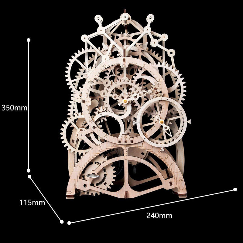 F&S 3D Assembly Puzzles Wooden Mechanical Gears Decor Laser-Cut Pendulum Clock Model Kit Best Engineering Toys for Teens