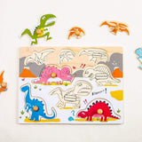 F&S Wooden Dinosaur World Peg Puzzle Easy-Hold Puzzle Game Baby & Toddler Toys for 1 2 3 Years(8pc)
