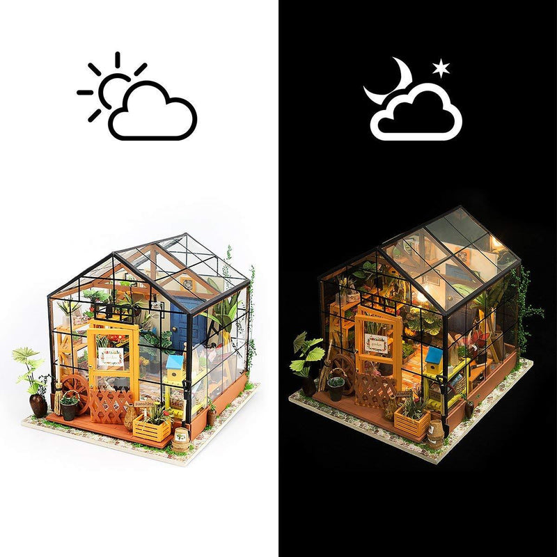 F&S DIY Doll House Wooden Miniature Furniture Kit LED Light with Handmade Dollhouse