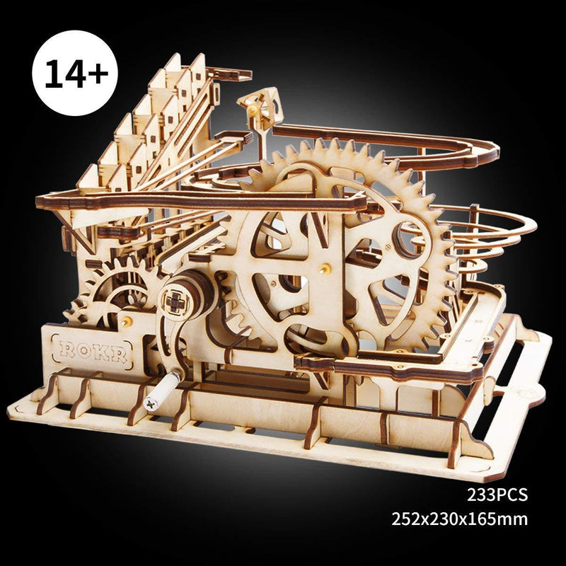 F&S 3D Wooden Laser-Cut Puzzle DIY Assembly Craft Kits Waterwheel Coaster with Steel Balls Best Birthday Gifts for Adults and Kids Age 14 +