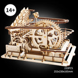 F&S 3D Wooden Laser-Cut Puzzle DIY Assembly Craft Kits Waterwheel Coaster with Steel Balls Best Birthday Gifts for Adults and Kids Age 14 +