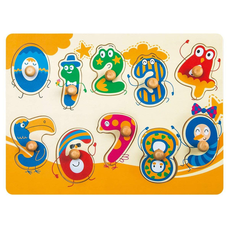 F&S Colorful Wooden Number Peg Puzzle Smooth Easy-Grab Peg Puzzle Game Valentines Day Gifts for Toddlers 1 2 3 Years