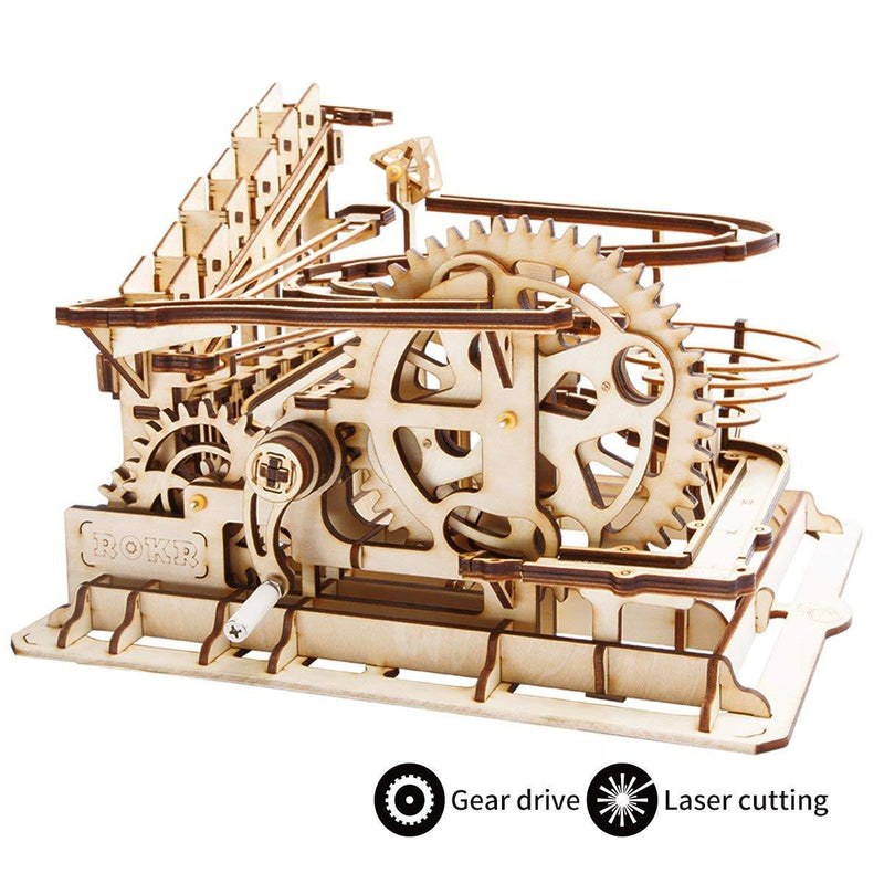 F&S 3D Wooden Laser-Cut Puzzle DIY Assembly Craft Kits Waterwheel Coaster with Steel Balls Best Birthday Gifts for Adults and Kids Age 14 +
