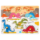 F&S Wooden Dinosaur World Peg Puzzle Easy-Hold Puzzle Game Baby & Toddler Toys for 1 2 3 Years(8pc)