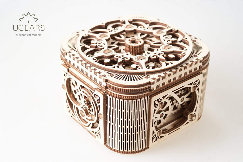 UGEARS Treasure Box 3D Wooden Puzzle - Adult Craft Set for Self-Assembly, Ideal Women Gift